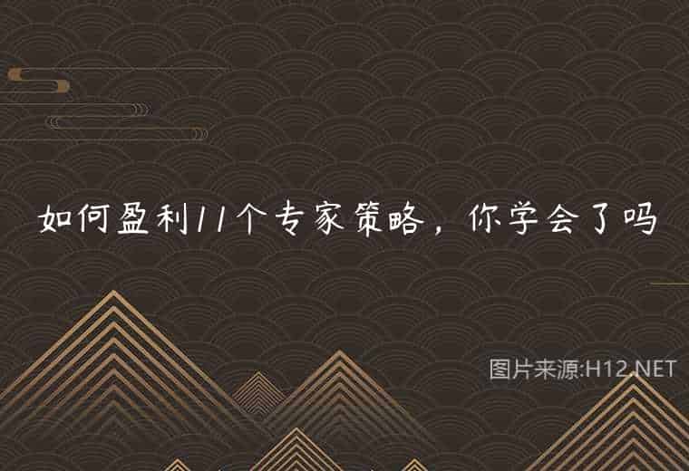 如何盈利11个专家策略,你学会了吗 如何盈利11个专家策略,你学会了吗