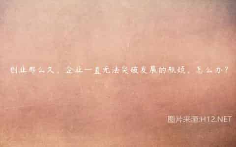 创业那么久，企业一直无法突破发展的瓶颈，怎么办？