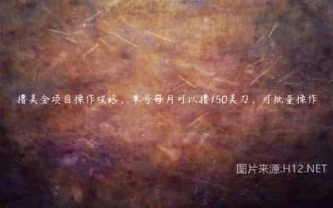 撸美金项目操作攻略，单号每月可以撸150美刀，可批量操作