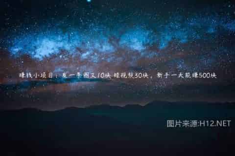 赚钱小项目：发一条图文10块 短视频30块，新手一天能赚500块