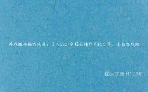 游戏搬砖搞钱项目：日入580+全程实操作笔记分享，小白也能做