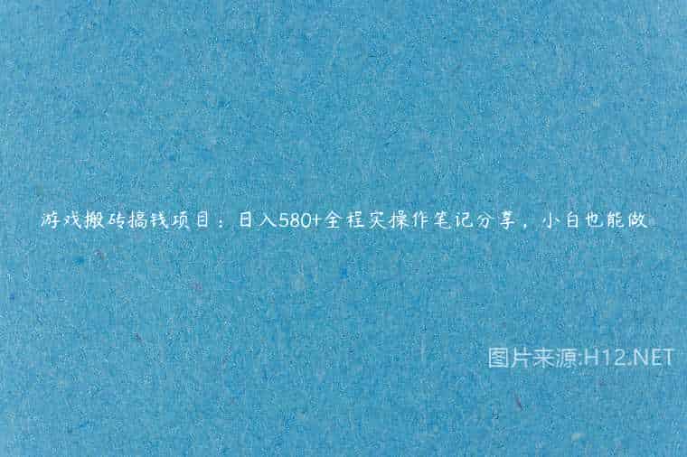 游戏搬砖搞钱项目：日入580+全程实操作笔记分享，小白也能做