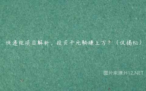 快递柜项目解析，投资千元躺赚上万？（仅揭秘）