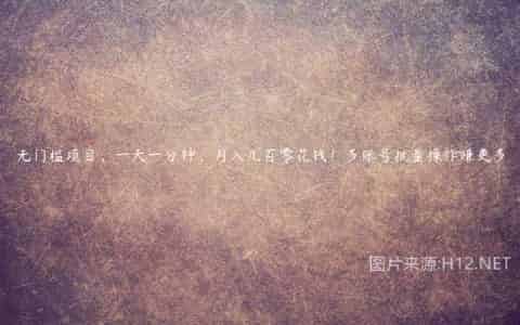 无门槛项目，一天一分钟，月入几百零花钱！多账号批量操作赚更多