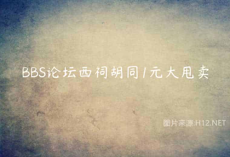 BBS论坛西祠胡同1元大甩卖 BBS论坛西祠胡同1元大甩卖