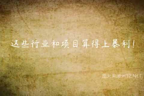 这些行业和项目算得上暴利！