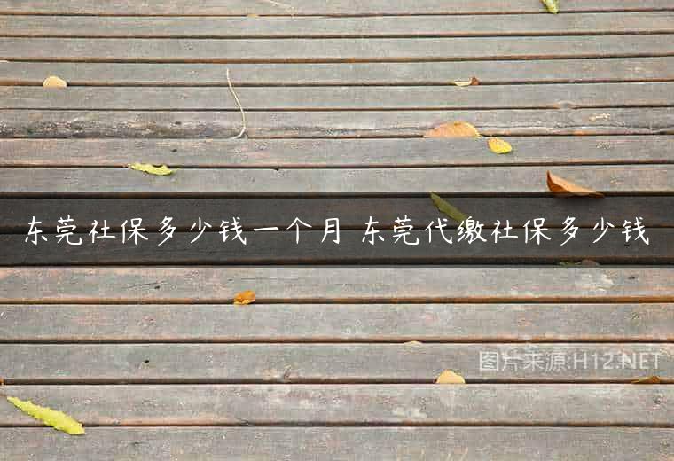 东莞社保多少钱一个月 东莞代缴社保多少钱