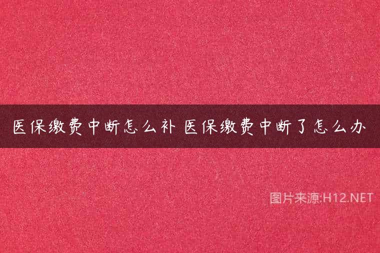 医保缴费中断怎么补 医保缴费中断了怎么办