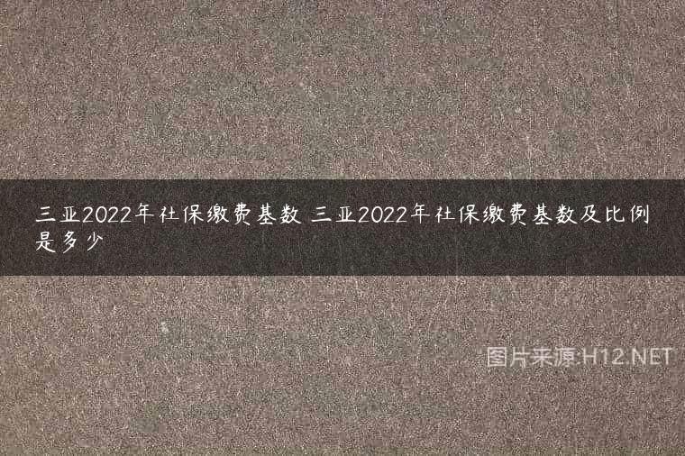 三亚2022年社保缴费基数 三亚2022年社保缴费基数及比例是多少