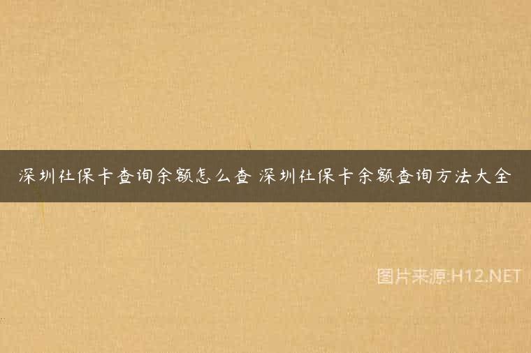 深圳社保卡查询余额怎么查 深圳社保卡余额查询方法大全