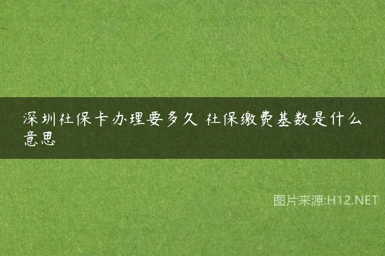深圳社保卡办理要多久 社保缴费基数是什么意思
