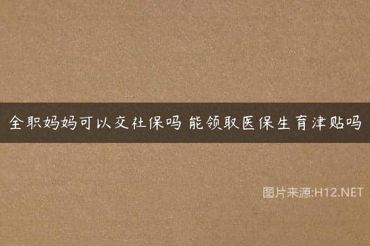 全职妈妈可以交社保吗 能领取医保生育津贴吗