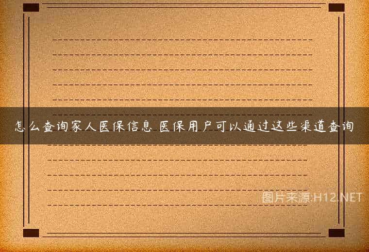怎么查询家人医保信息 医保用户可以通过这些渠道查询