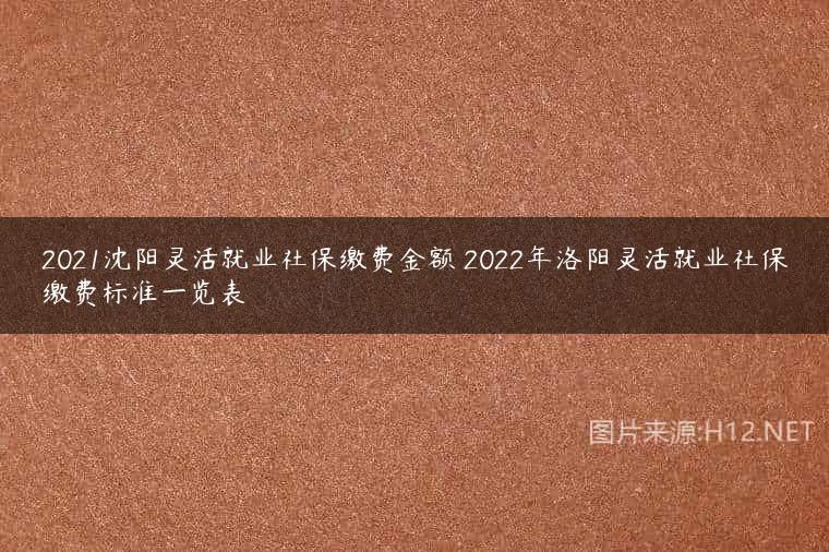 2021沈阳灵活就业社保缴费金额 2022年洛阳灵活就业社保缴费标准一览表