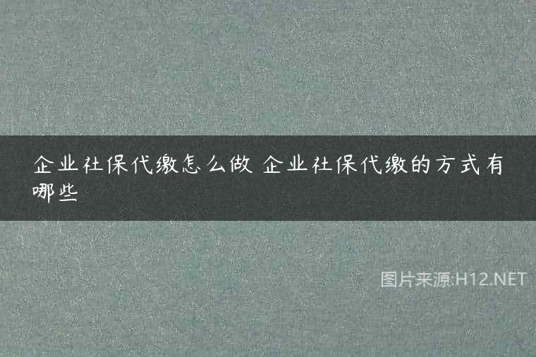 企业社保代缴怎么做 企业社保代缴的方式有哪些