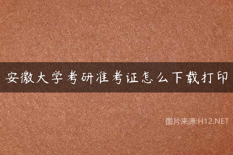 安徽大学考研准考证怎么下载打印