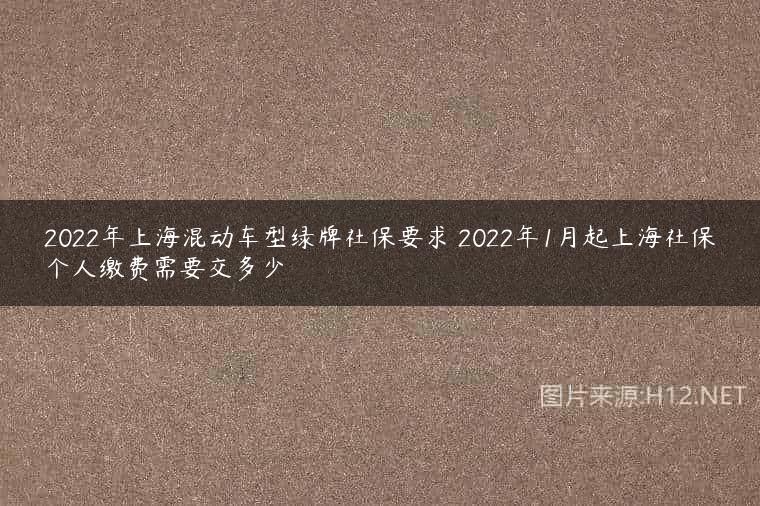 2022年上海混动车型绿牌社保要求 2022年1月起上海社保个人缴费需要交多少