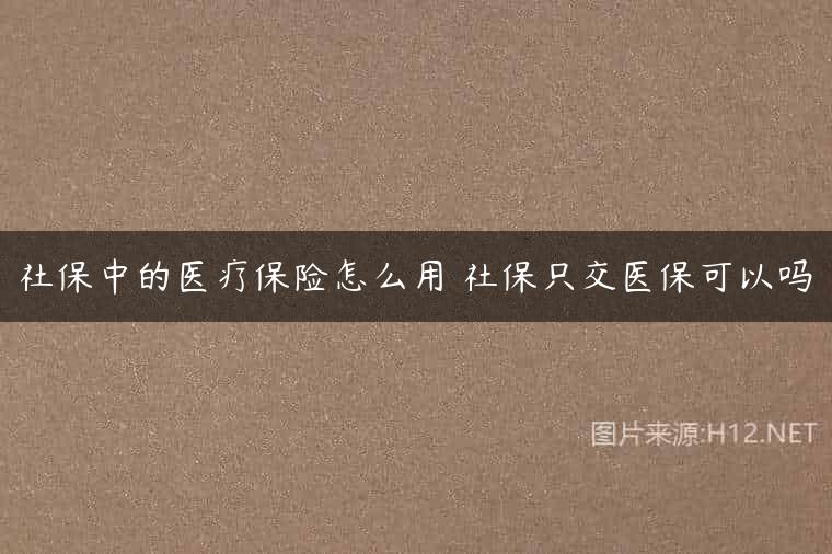 社保中的医疗保险怎么用 社保只交医保可以吗