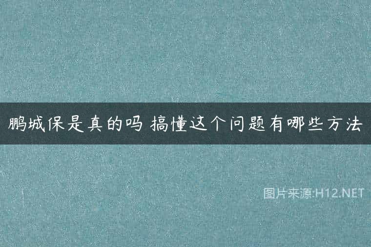鹏城保是真的吗 搞懂这个问题有哪些方法