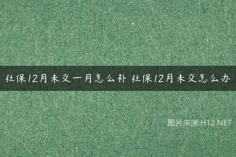 社保12月未交一月怎么补 社保12月未交怎么办