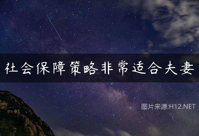 社会保障策略非常适合夫妻