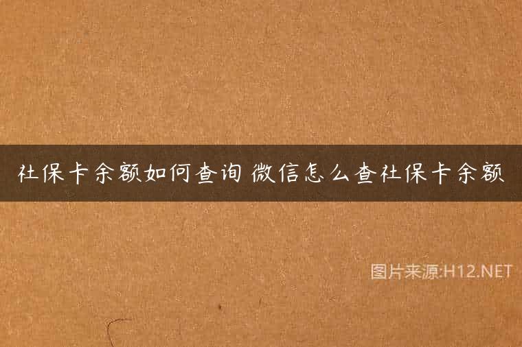 社保卡余额如何查询 微信怎么查社保卡余额