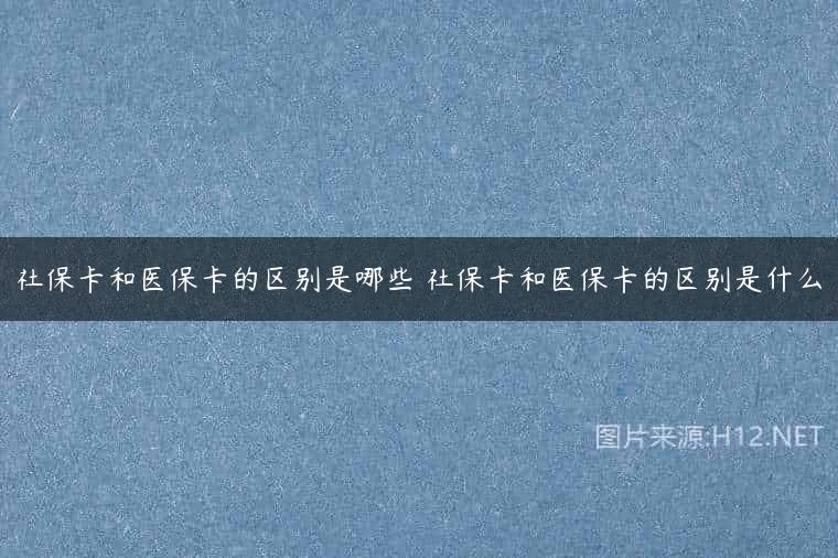 社保卡和医保卡的区别是哪些 社保卡和医保卡的区别是什么