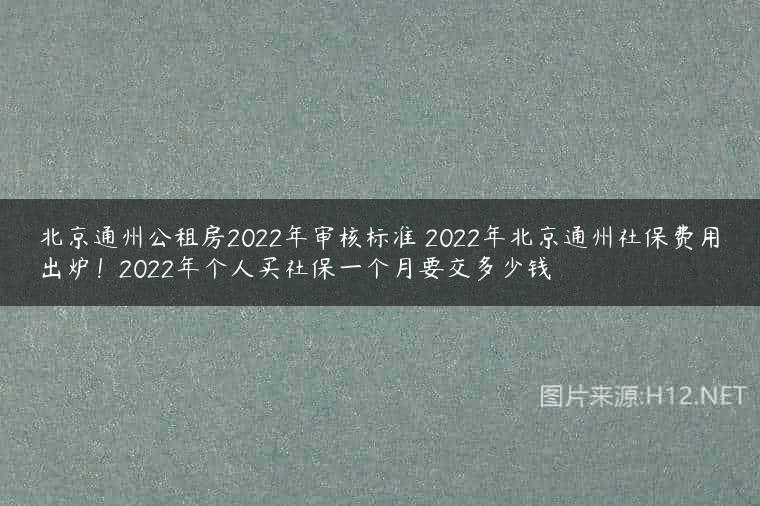 北京通州公租房2022年审核标准 2022年北京通州社保费用出炉！2022年个人买社保一个月要交多少钱