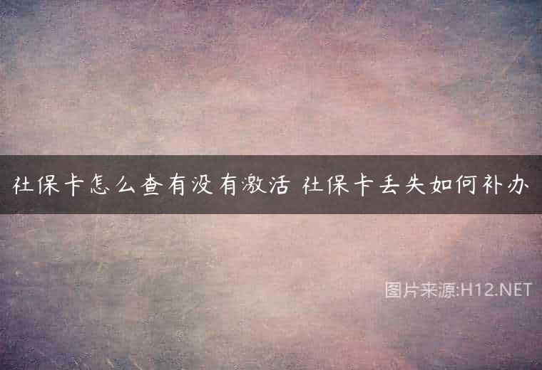 社保卡怎么查有没有激活 社保卡丢失如何补办