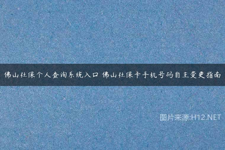 佛山社保个人查询系统入口 佛山社保卡手机号码自主变更指南