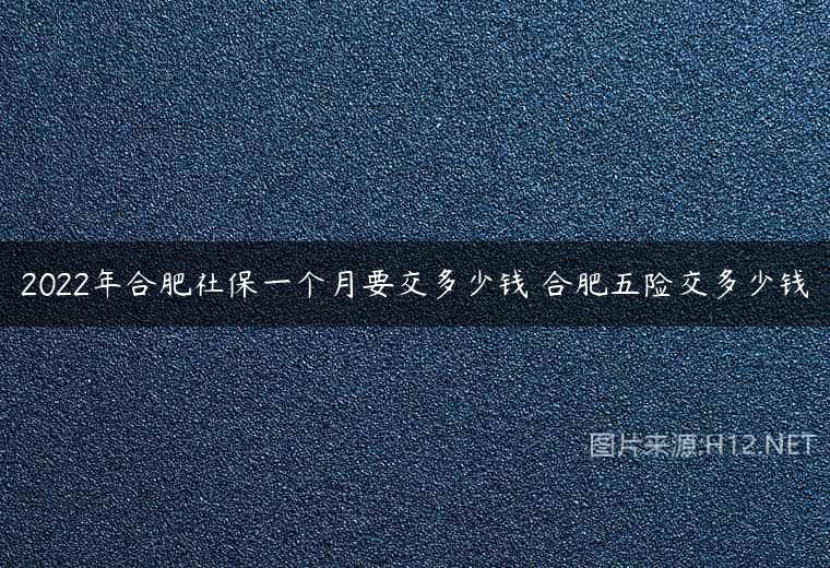 2022年合肥社保一个月要交多少钱 合肥五险交多少钱