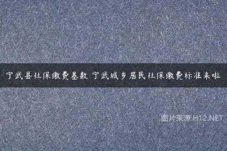 宁武县社保缴费基数 宁武城乡居民社保缴费标准来啦