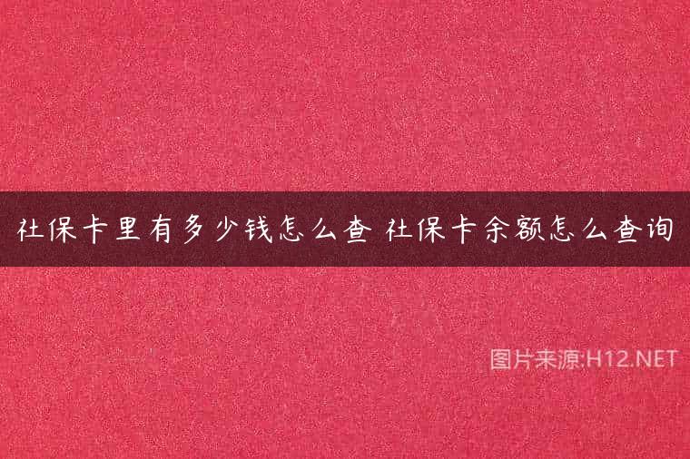 社保卡里有多少钱怎么查 社保卡余额怎么查询