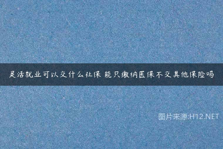 灵活就业可以交什么社保 能只缴纳医保不交其他保险吗
