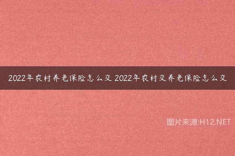 2022年农村养老保险怎么交 2022年农村交养老保险怎么交