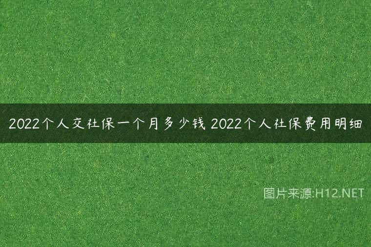 2022个人交社保一个月多少钱 2022个人社保费用明细