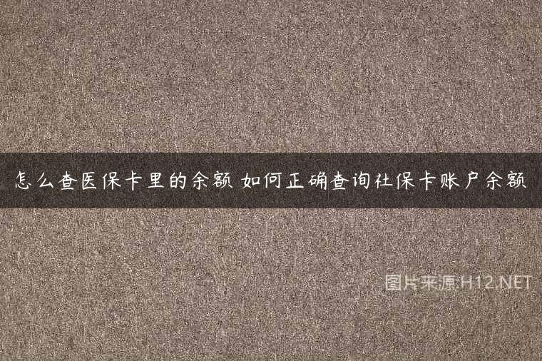怎么查医保卡里的余额 如何正确查询社保卡账户余额