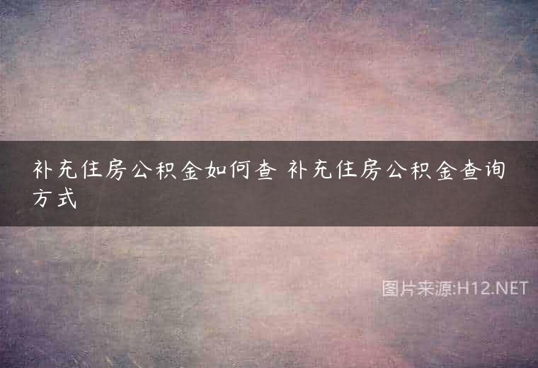 补充住房公积金如何查 补充住房公积金查询方式