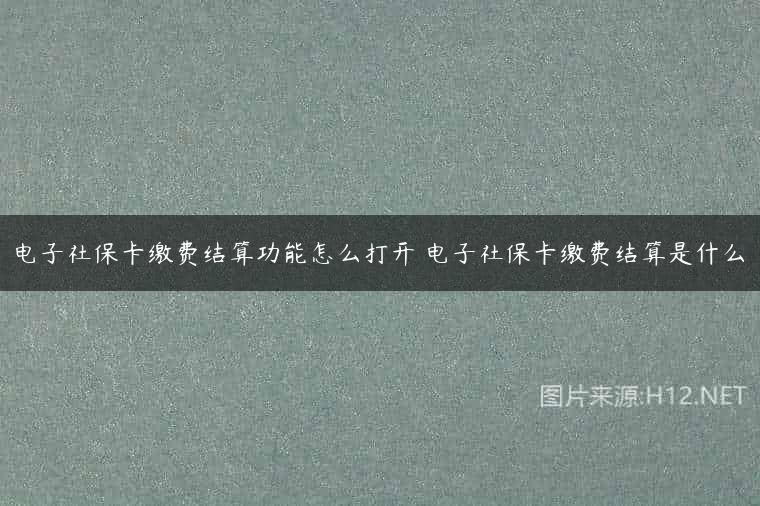 电子社保卡缴费结算功能怎么打开 电子社保卡缴费结算是什么