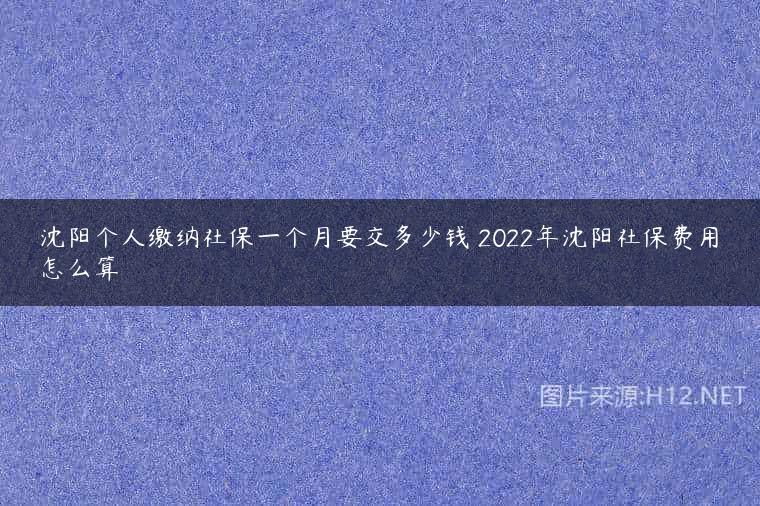 沈阳个人缴纳社保一个月要交多少钱 2022年沈阳社保费用怎么算