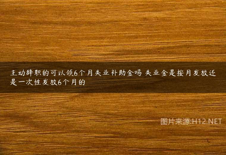 主动辞职的可以领6个月失业补助金吗 失业金是按月发放还是一次性发放6个月的