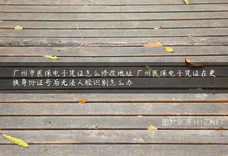 广州市医保电子凭证怎么修改地址 广州医保电子凭证在更换身份证号后无法人脸识别怎么办