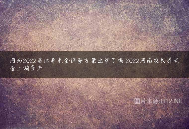 河南2022退休养老金调整方案出炉了吗 2022河南农民养老金上调多少