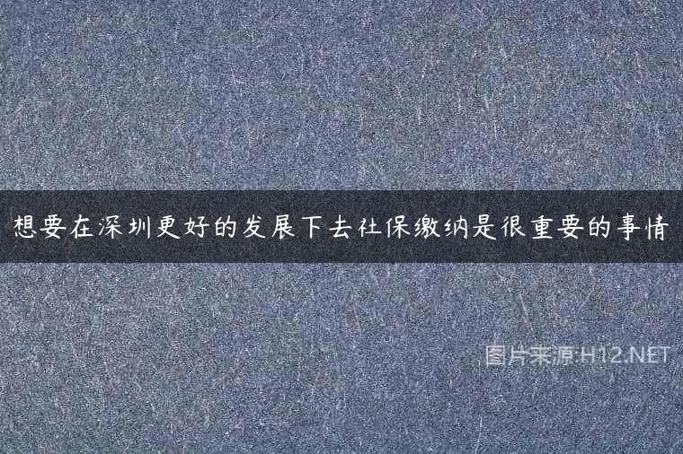 想要在深圳更好的发展下去社保缴纳是很重要的事情