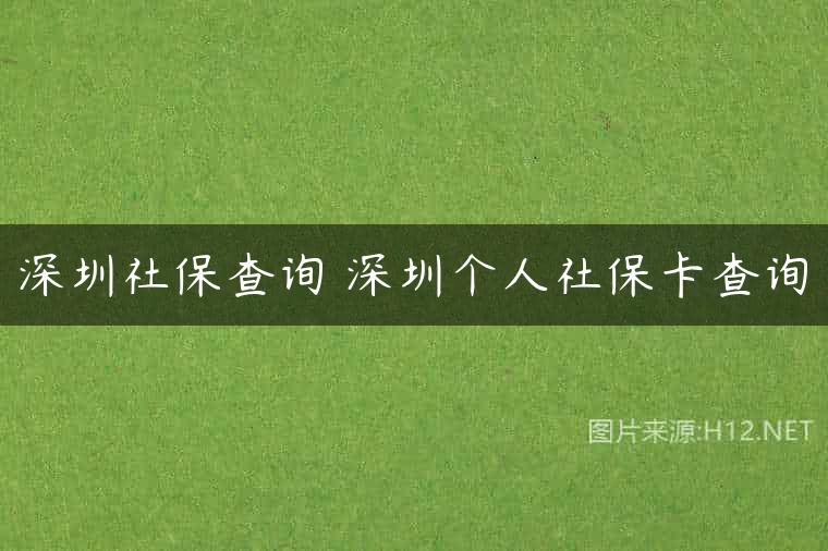 深圳社保查询 深圳个人社保卡查询