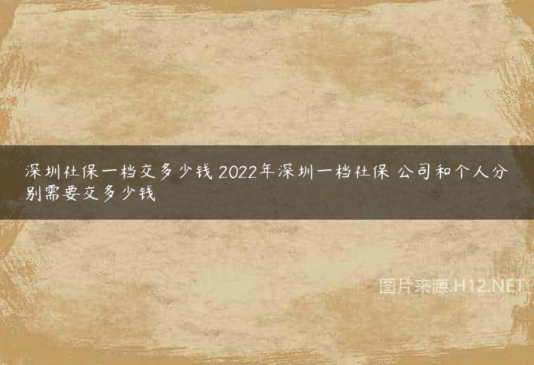 深圳社保一档交多少钱 2022年深圳一档社保 公司和个人分别需要交多少钱