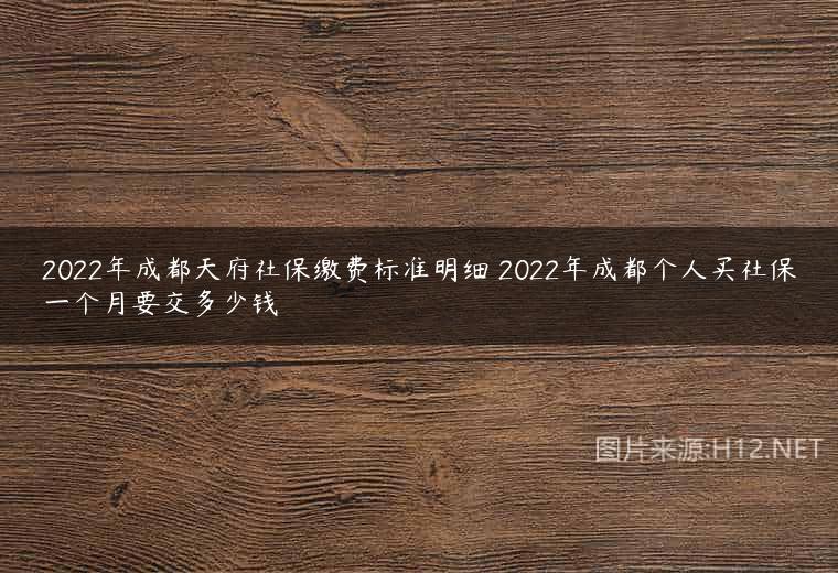 2022年成都天府社保缴费标准明细 2022年成都个人买社保一个月要交多少钱
