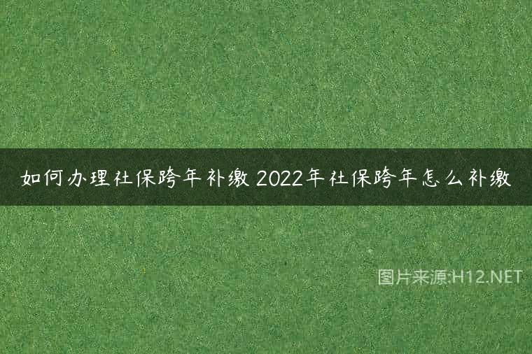 如何办理社保跨年补缴 2022年社保跨年怎么补缴