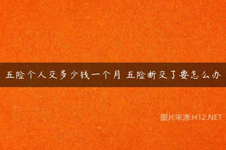 五险个人交多少钱一个月 五险断交了要怎么办