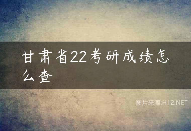 甘肃省22考研成绩怎么查